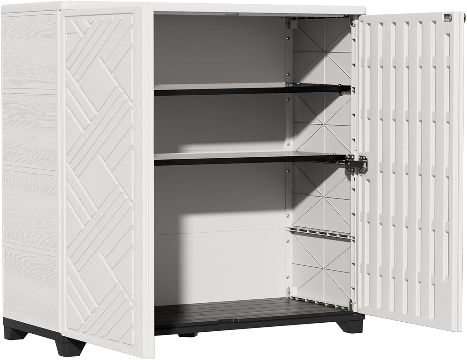 ZZM Indoor/Outdoor Storage Cabinet Waterproof, 34'x15'x34' Plastic Outdoor Storage Box for Garden Balcony Bathroom, All Weather Outdoor Storage Clearance, DIY Usage, with 2 Shelf (White)