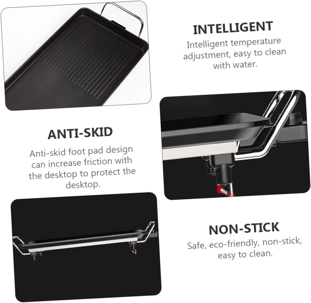 STOBAZA 1set Multi-function Electric Grill Plate Smokeless Household Bbq for Indoor Cooking Non-stick Design Us for Grilling Meat and Vegetables