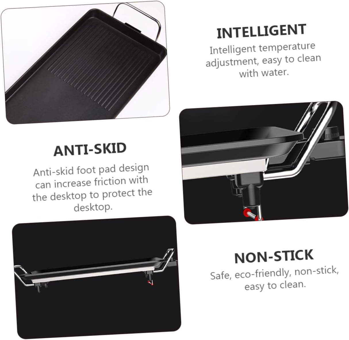 STOBAZA 1set Multi-function Electric Grill Plate Smokeless Household Bbq for Indoor Cooking Non-stick Design Us for Grilling Meat and Vegetables