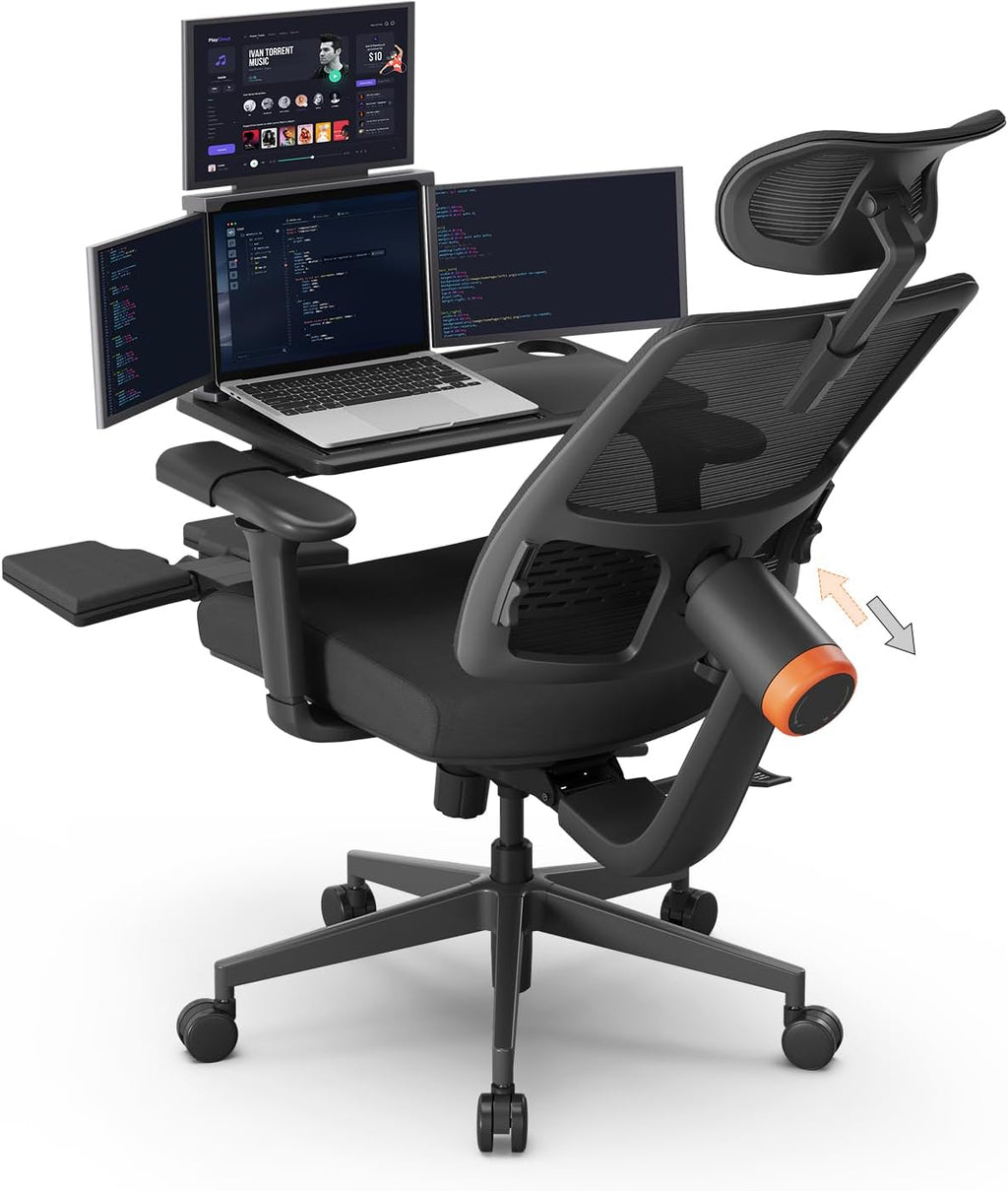 Newtral Ergonomic Office Chair - Home Office Desk Chair with Adaptive Lumbar Support, with Footrest, 4D Armrest, Adjustable Seat Depth & Height