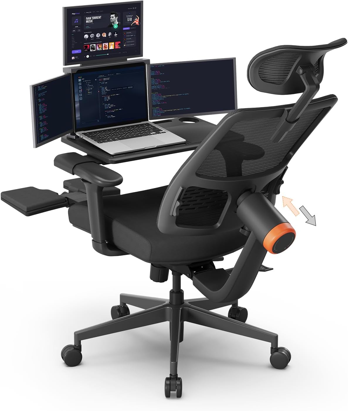 Newtral Ergonomic Office Chair - Home Office Desk Chair with Adaptive Lumbar Support, with Footrest, 4D Armrest, Adjustable Seat Depth & Height