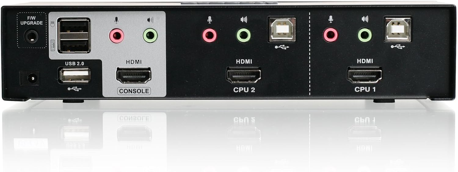 IOGear 2 Port HDMI Multimedia KVM Switch with Audio, USB 2.0 Hub and HDMI KVM Cables GCS1792