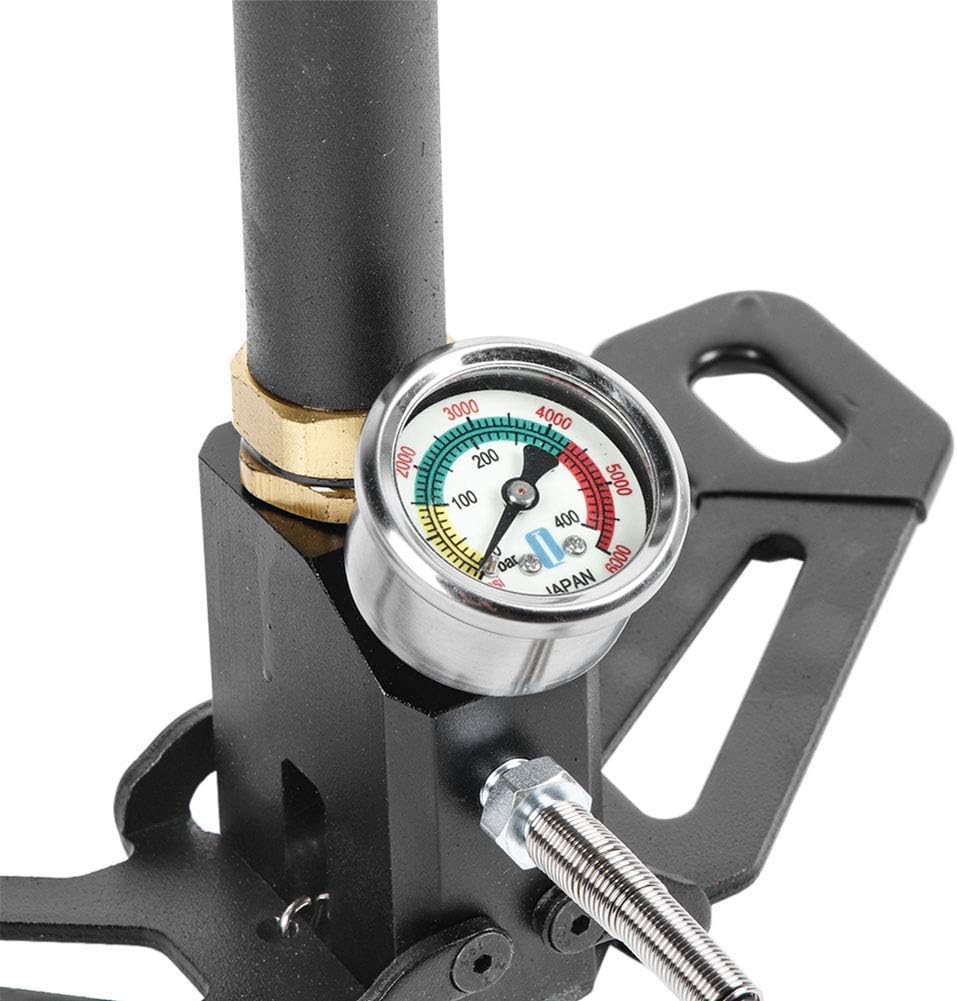 PCP Pump for Air Gun, 3 Stage 6000PSI High Pressure Hand Pump Air Rifle Gun Pump Tungsten Steel with Gauge for High Pressure Tires and Pre-Charged Pneumatic Airguns