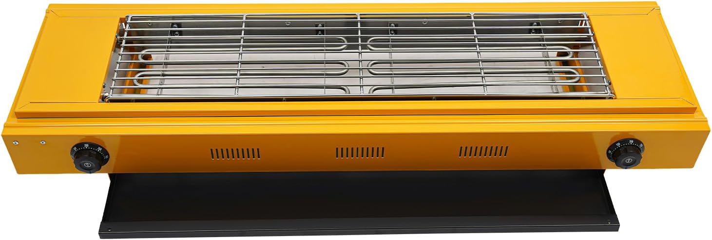 Double head Temperature Controlled Electric Grill, Adjustable Temperature Control to 572℉, Portable Outdoor Barbecue Grill, Household And Commercial Electric Skewer Grill Yellow