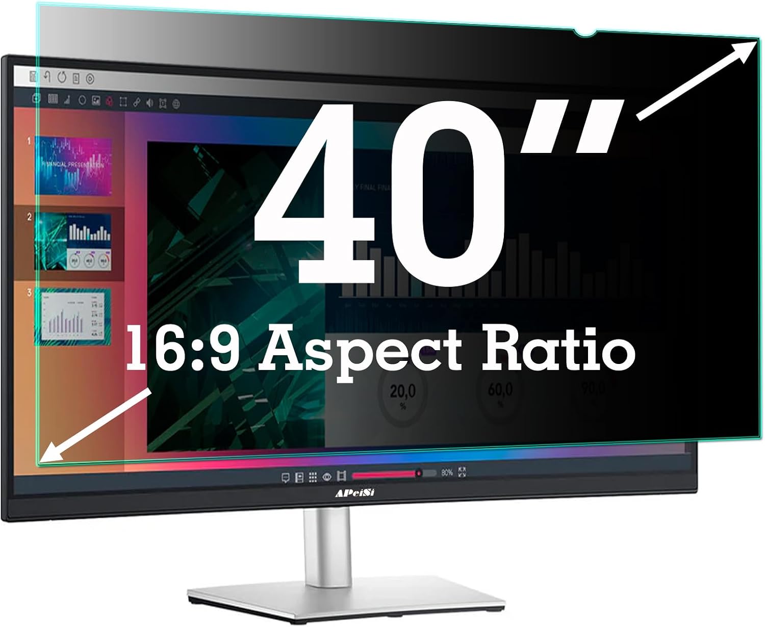 40 Inch Privacy Screen Filter for Widescreen 16:9 TV Monitor | Privacy Shield | Anti-Glare | Anti-Blue light | Eye Protection | Anti Spy | Computer Security Private Filter Protector
