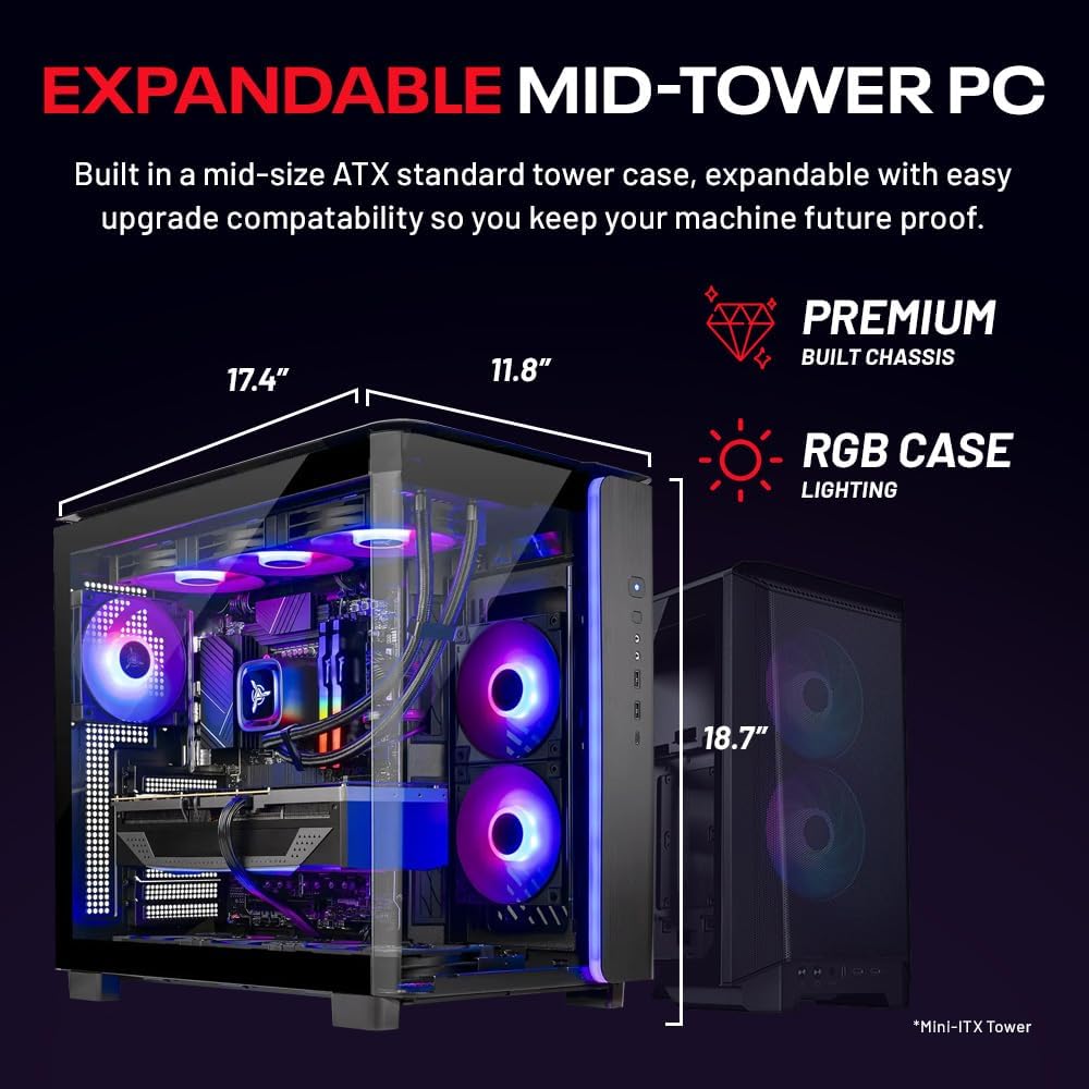 Skytech Gaming King 95 Gaming PC, AMD Ryzen 9 9900X 4.4GHz, NVIDIA RTX 5070 Ti 16GB VRAM, 2TB Gen4 NVMe SSD, 32GB DDR5 RAM 6000, 850W Gold ATX 3 PSU, 360 ARGB AIO, WI-FI 5, Windows 11, Desktop