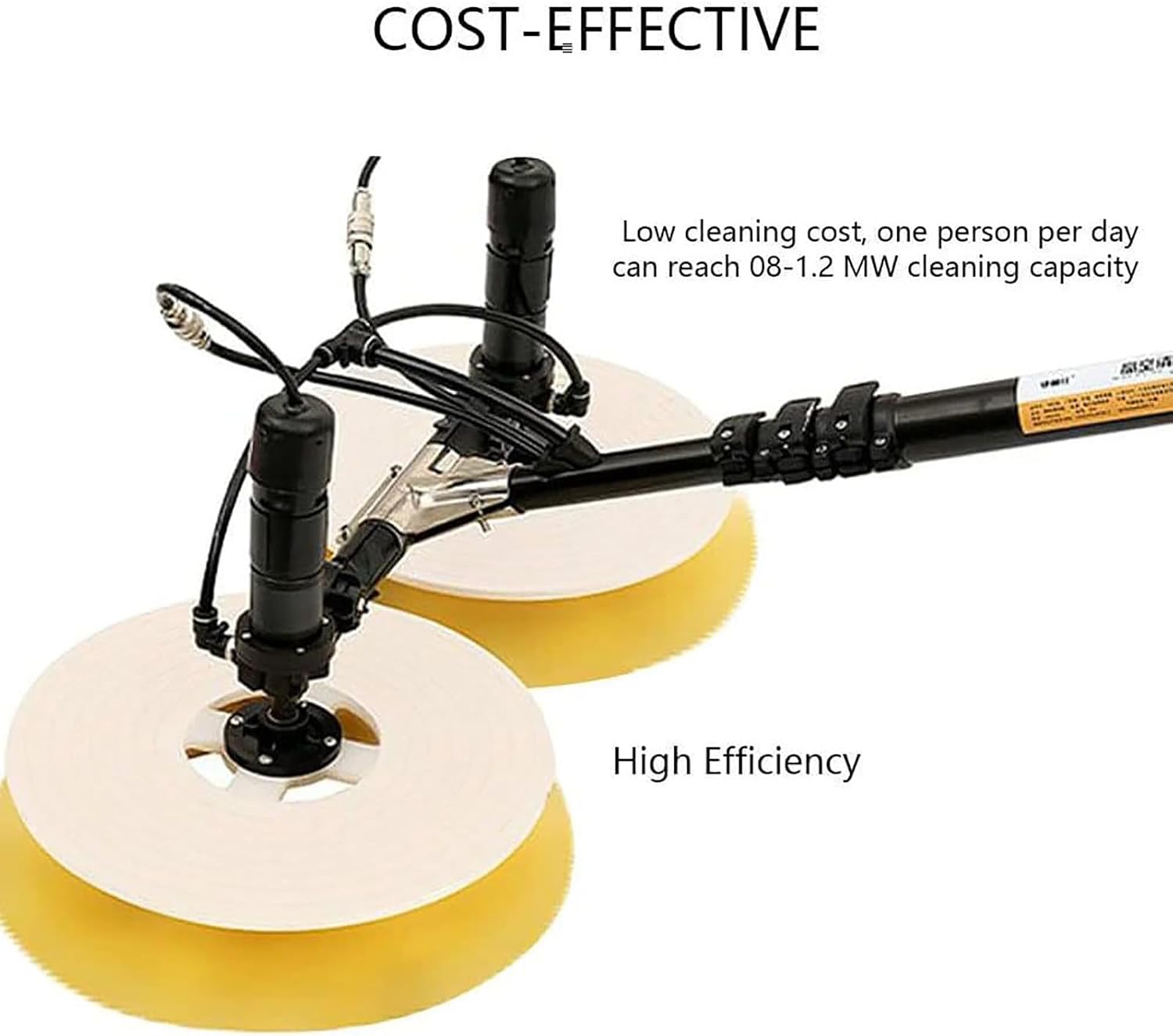 Double Head Solar Panel Cleaning Brush (3.5M / 5.5M / 7.5M), Adjustable Length, Double Brush Head (Rotating), Battery Life: 4-8 Hours, Water Supply Rod Electric Rotating Brush,5.5m