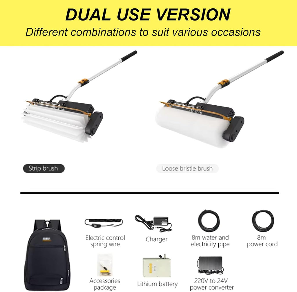 Electric Solar Panel Cleaning Brush 25Ft Long Handle Window Cleaner Tool,60Cm Wide Brush Head Design,Pure Copper Brushless Motor,A-DualUse