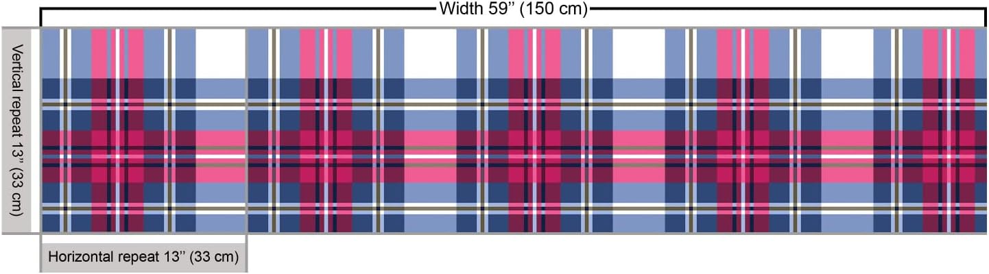 Ambesonne Plaid Fabric by The Yard, Classical British Tartan Design with a Modern Look Pink and Blue Tile Pattern, Decorative Fabric for Upholstery and Home Accents, 10 Yards, Grey Pink