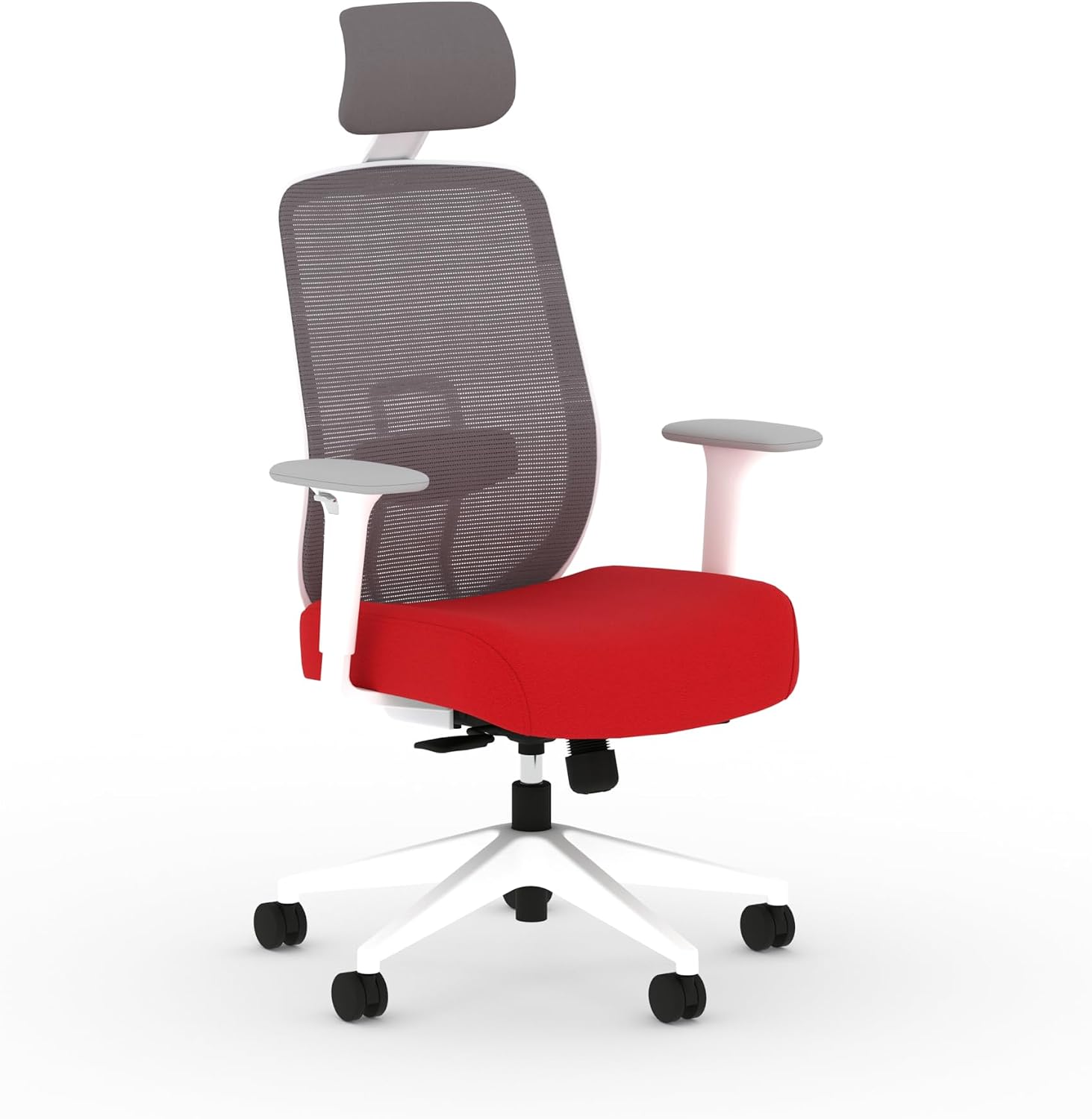 HON Altern Ergonomic Office Chair with Headrest, Mid‑Back Mesh Desk Chair, Adjustable Arms, Seat Slide, Synchro‑Tilt, Rolling Computer Seat for Home Office, White Frame, Ruby