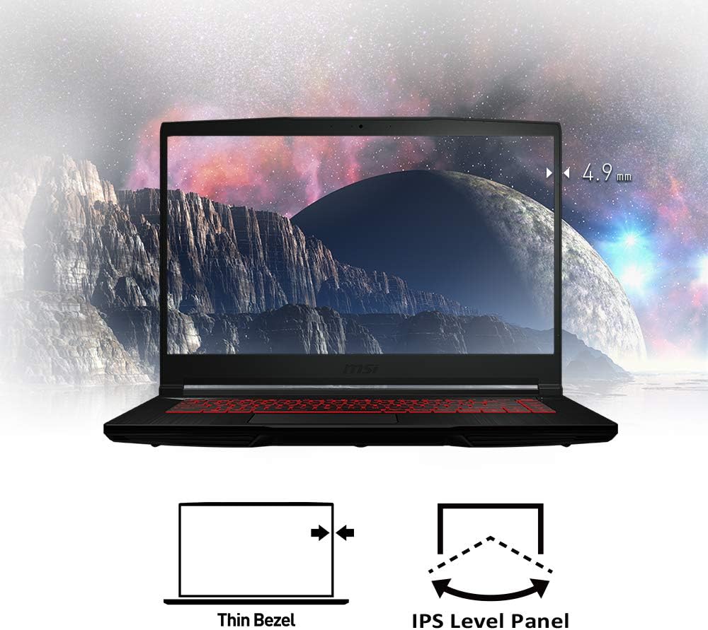 msi GF63 Thin 9RCX -615 15.6' Gaming Laptop, Intel Core i5-9300H, NVIDIA GTX 1050Ti, 8GB, 512GB NVMe SSD, Win10