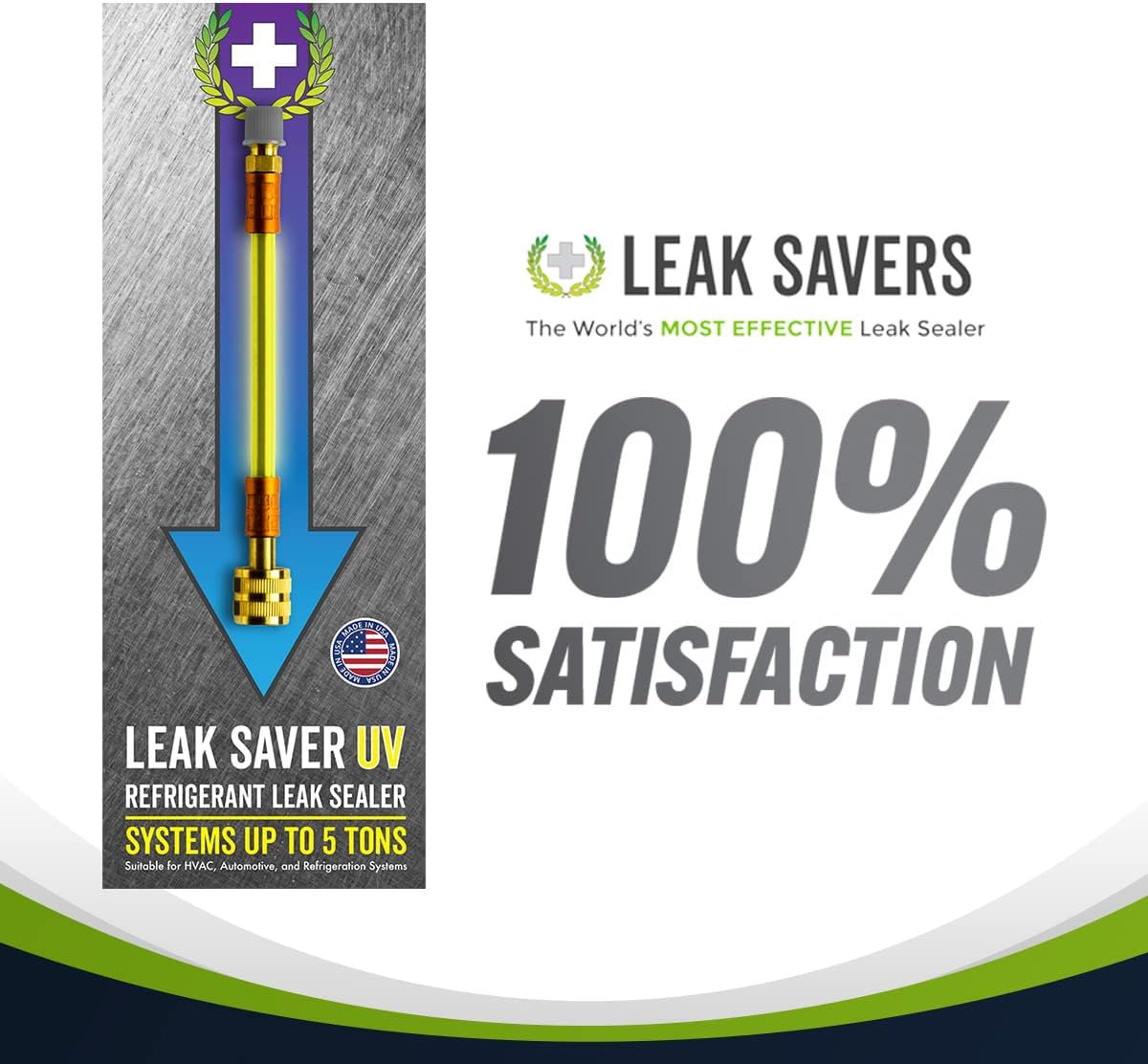 Leak Saver Direct Inject UV - Refrigerant Leak Sealer with Added UV Dye to Detect Large Leaks - for AC, Refrigeration, and Automotive Systems Up to 5 Tons - Compatible with All Refrigerants - 3 Packs