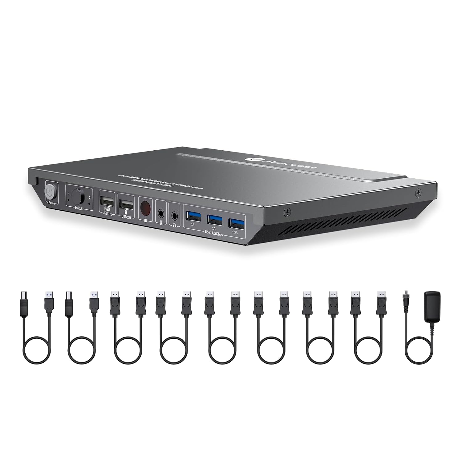 AV Access 8K KVM Switch 2 Monitors 2 Computers DisplayPort 8K@60Hz 4K@165hz/144hz, DP KVM Switch Dual Monitors with USB 3.0 Ports, Audio, Fast Hotkey or IR Remote Switch, with 6 DP Cables