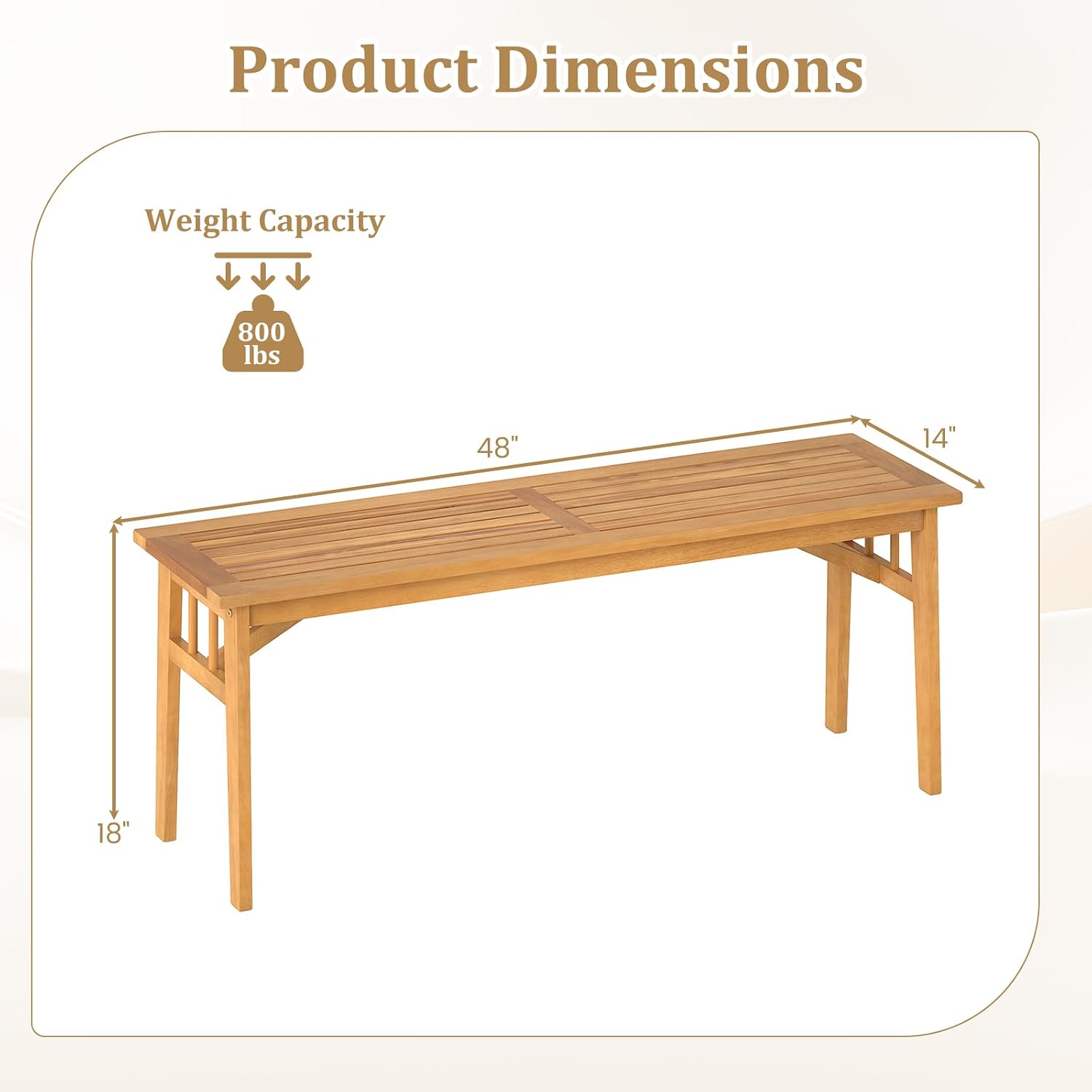 Tangkula Outdoor Acacia Wood Bench Set of 2, 48' Patio Dining Bench with Slatted Seat, Backless Wooden Entryway Bench, Farmhouse Indoor Outdoor Furniture for Garden, Poolside, Park & Deck