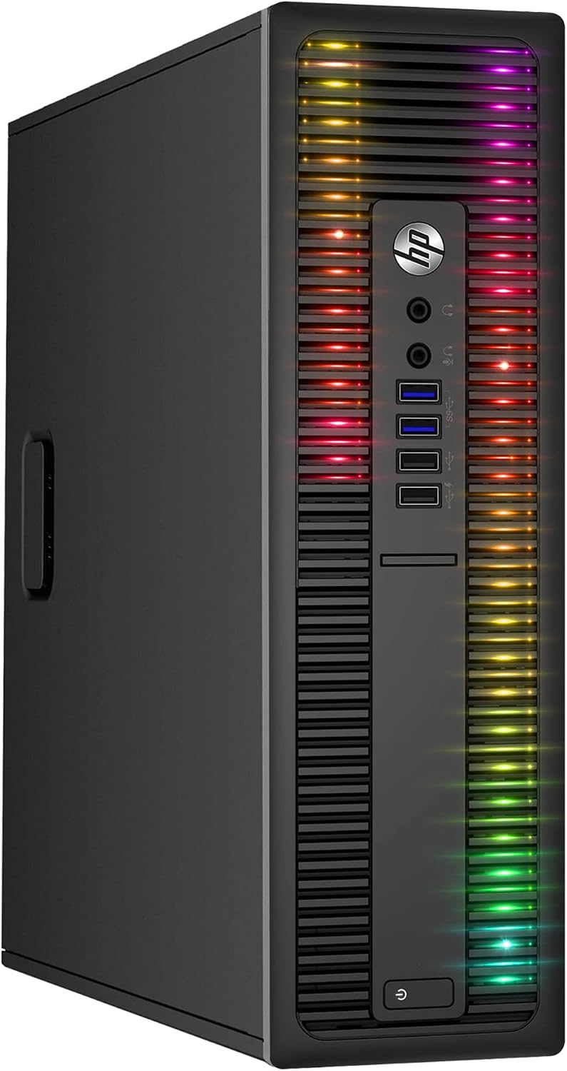 HP RGB Lights Desktop PC ProDesk Computer Intel Core i7 6th Generation Processor 16GB RAM 256GB SSD Windows 11 Gaming PC Keyboard & Mouse (Renewed)