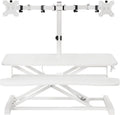 VIVO Height Adjustable 32 inch Standing Desk Converter with Dual 13 to 30 inch Monitor Stand, Sit Stand Monitor Mount and Desk Riser, White, DESK-V000K-M2W