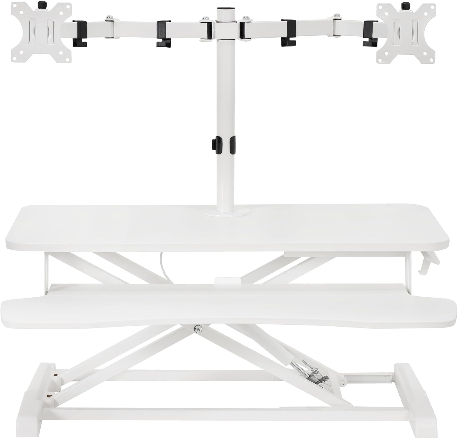 VIVO Height Adjustable 32 inch Standing Desk Converter with Dual 13 to 30 inch Monitor Stand, Sit Stand Monitor Mount and Desk Riser, White, DESK-V000K-M2W