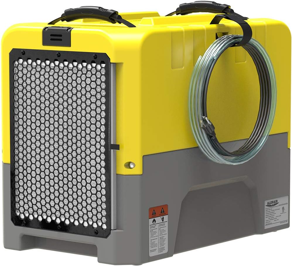 ALORAIR 180 PPD Commercial Dehumidifier with Pump Drain Hose, LGR Dehumidifiers for Basement Warehouse & Job Sites, Crawl Space Dehumidifier for Water Damage Restore, 6-Year-Limited Warranty, Yellow