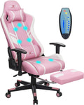 Gaming Chair Massage PC Gaming Chair Office Chair Ergonomic Computer Chair with Rolling Swivel Task Chair Lumbar Support Footrest Headrest, Pink