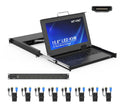 MT-VIKI Rack Mount KVM Console w/15.6' LCD Monitor, 8 Port HDMI KVM Switch, 1920x1080@60Hz 1U Integrated Monitor Keyboard, Fits 18.9' to 31.5' Deep Racks (480-800mm), Included 8 Cables