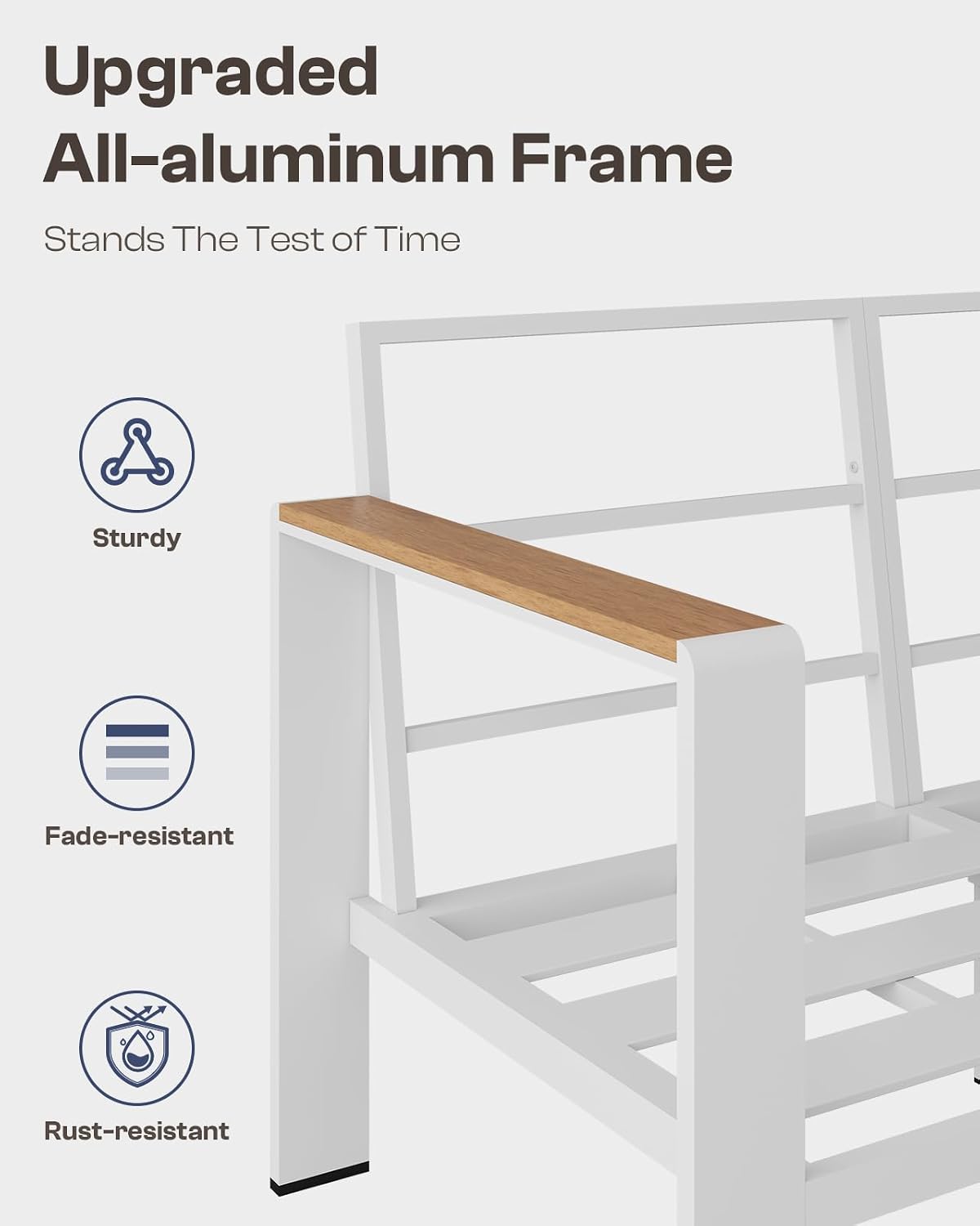 Aluminum Outdoor Patio Furniture Set with Coffee Table, 4 Piece Patio Conversation Sets with Washable Thick Cushions, Patio Sectional Furniture Set for Porch, Balcony, Deck, Yard, White