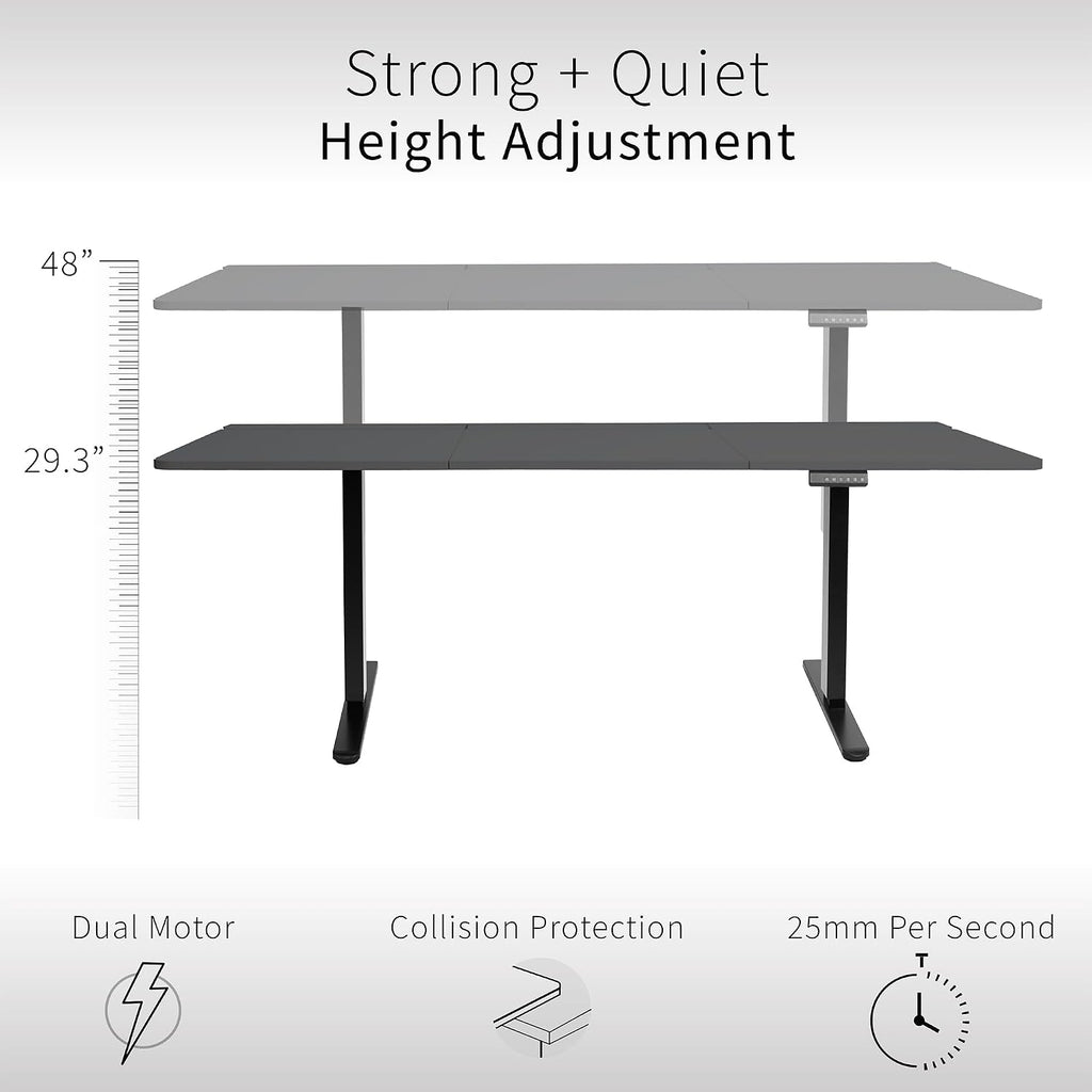 VIVO Electric 71 x 30 inch Standing Desk with Concealed Cable Trays and Full-Size Mouse Pad, Dual Motor Memory Controller Height Adjustment, Black Top Black Frame, DESK-KIT-E2B-P3B-71