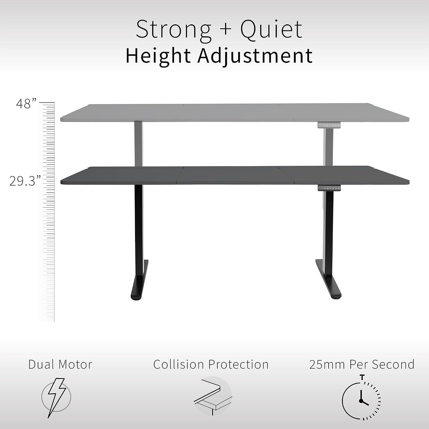 VIVO Electric 71 x 30 inch Standing Desk with Concealed Cable Trays and Full-Size Mouse Pad, Dual Motor Memory Controller Height Adjustment, Black Top Black Frame, DESK-KIT-E2B-P3B-71