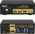 CKL 2 Port USB 3.0 KVM Switch Dual Monitor HDMI 2.0 4K@60Hz(HDMI Out) + DisplayPort 1.4 8K 30Hz 4K 120Hz 144Hz (DP Out), Keyboard Video Mouse Peripherals Switcher for 2 Computers 2 Monitors with Audio