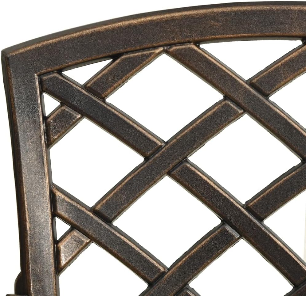 vidaXL 3-Piece Patio Bistro Set - Sturdy Cast Aluminum Garden Furniture - Elegant Bronze Finish with Umbrella Hole - for Outdoor Seating and Dining