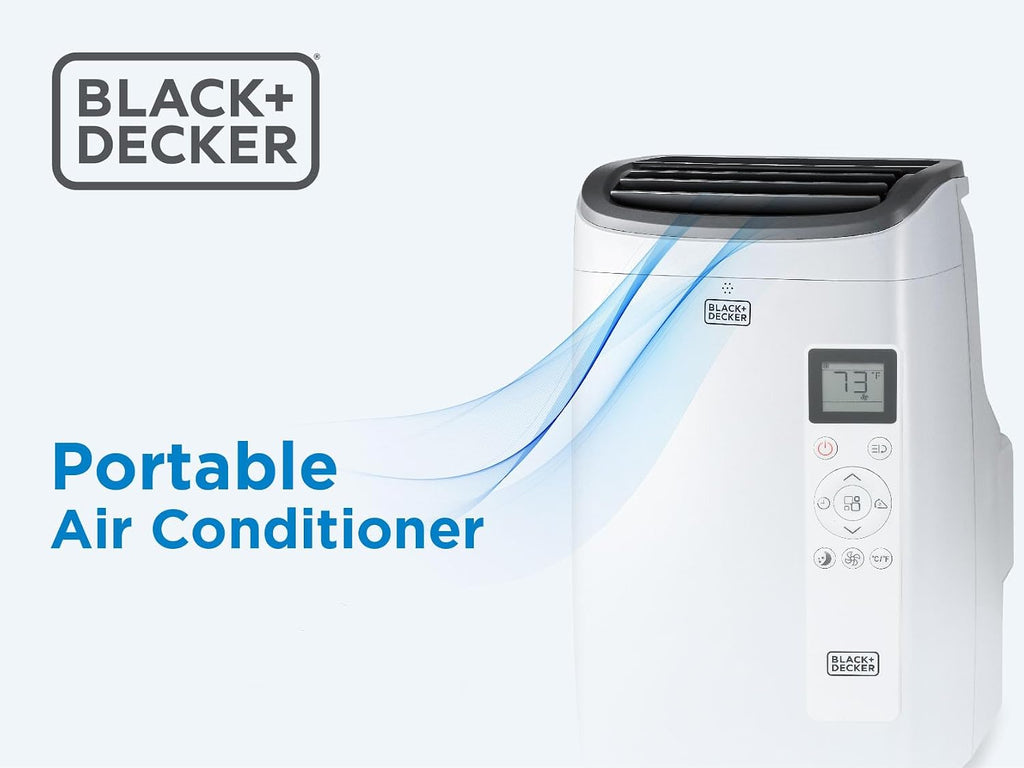 BLACK+DECKER Portable Air Conditioner, 8,000 BTU (3,950 BTU SACC) for Rooms up to 400 Sq. Ft., Portable AC with Follow Me Remote Control and Window Kit, BPACT08WT, White