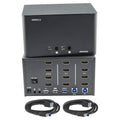 KVM Switch 4 Monitors 2 Computers, HDMI 4K@60Hz KVM Switch with USB3.0, 2 Computers Share One Set of Keyboard, Mouse and Monitors, Supports Windows/Mac/Linux