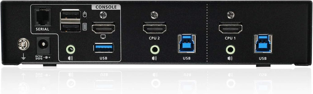 IOGEAR 2-Port HDMI 4K KVMP Switch - 2-Port USB 3.1 Hub Transfer Rate 5Gbps - 4K 60Hz - Control 2 Computers w/1 Keyboard Mouse - HD Audio - Auto Scan Mode - TAA - Mac / Win - GCS1932H