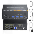 KVM Switch 3 Monitors 1 Laptop & 1 Desktop, Reyoten 4K HDMI USB Switch,3 Monitors for Laptop with 3 USB 3.0 Ports, 4K Hub for 2 PCs to Share Monitor, Keyboard, Mouse & Printer
