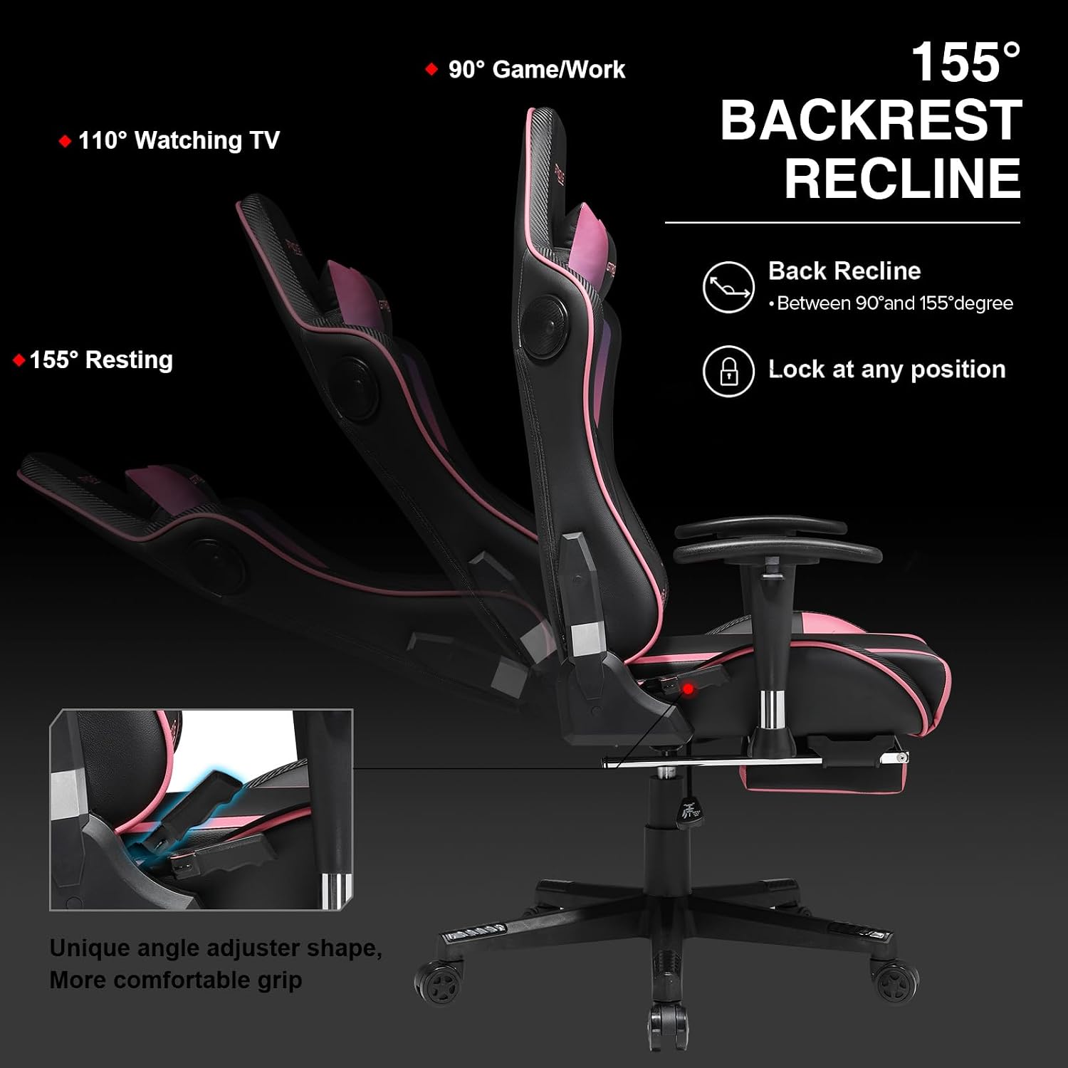 GTPLAYER Gaming Chair with Footrest Speakers Video Game Chair Bluetooth Music Heavy Duty Ergonomic Computer Office Desk Chair