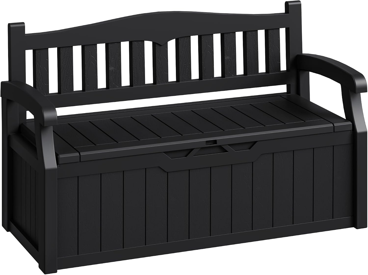 80-Gallon Outdoor Storage Bench, Waterproof Deck Box with Lockable Lid, Dark Black