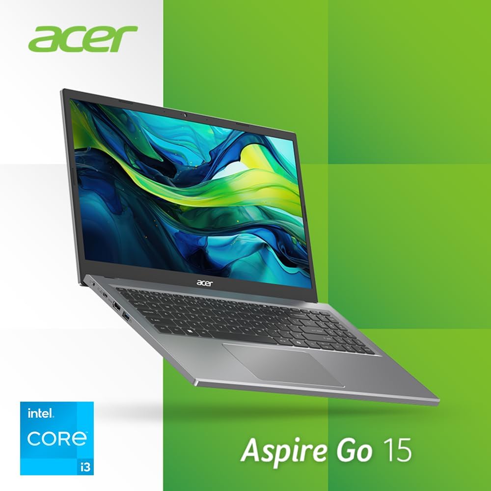 acer Aspire Go 15 Slim Laptop | 15.6' Full HD IPS 1080P Display | Intel Core i3-N305| Intel UHD Graphics | 8GB LPDDR5 | 128GB HD | Wi-Fi 6 | AI PC | Windows 11 Home in S Mode | AG15-31P-3947