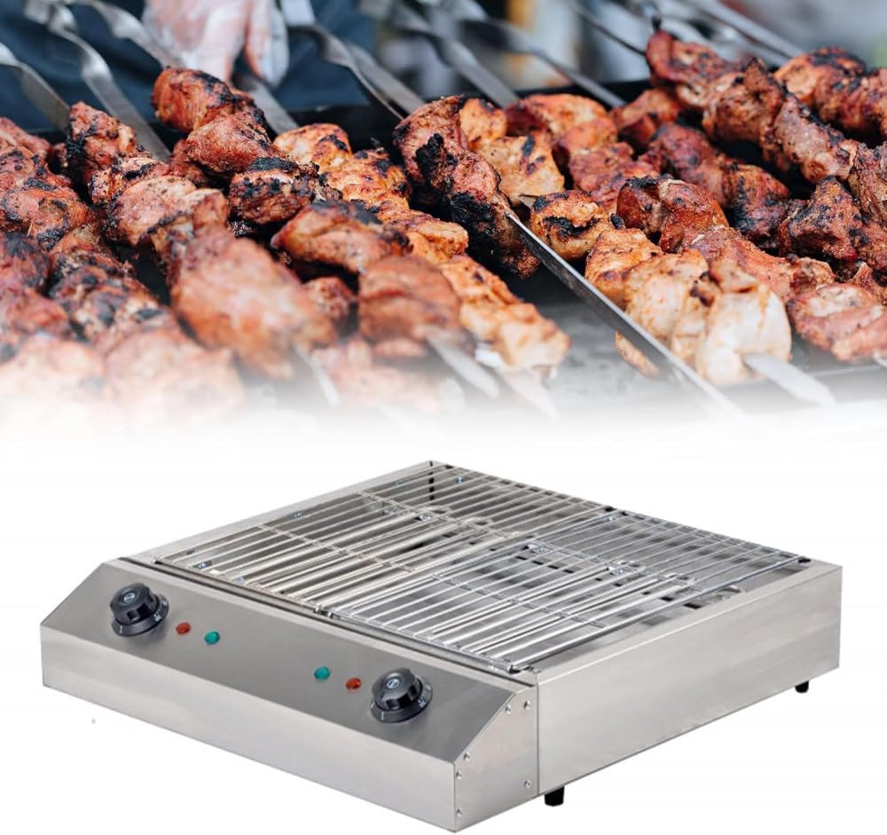 Electric Table Top Griddle Smokeless BBQ Barbecue Grill - Indoor Cooking with Water Drip Tray & Temperature Control for Kebab Grill