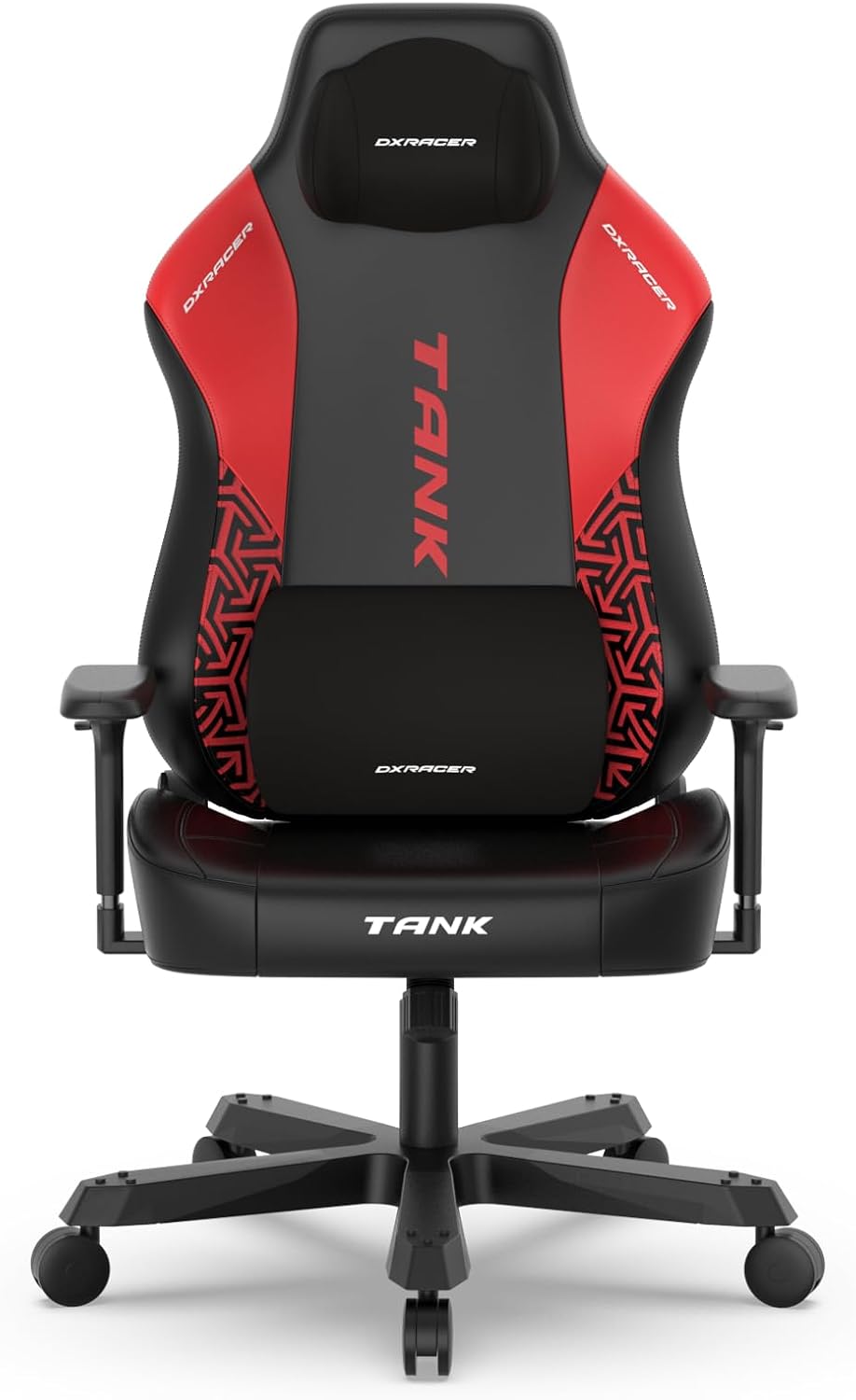 DXRacer Tank XXL Ergonomic Video Gaming Chair for Adults, Office Reclining Computer Chair with Magnetic Head Pillow and Lumbar Support, Racing Style Height Adjustable (EPU Leatherette, Black Red)