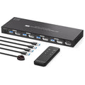 8K Displayport KVM Switch 4 Computers 1 Monitor 4K144Hz 4 Port KVM Sharing 1 Monitor and 4 USB 3.0 Device with Controller Support Extended/Copy Mode