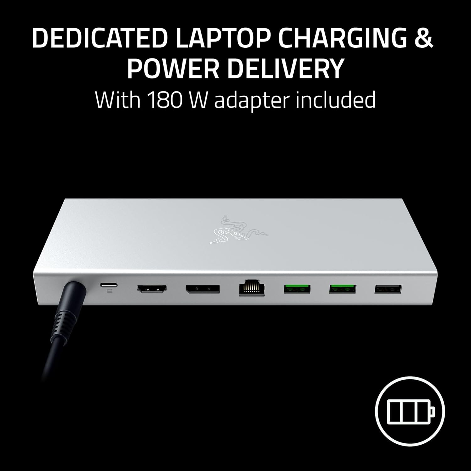 Razer USB 4 Dock: 14 Ports (Type C, Type A, HDMI, DP, Ethernet, SD, 3.5mm) - Dual Monitor Up to 4K 120 Hz - Laptop & Phone Fast Charge - Durable Lightweight Casing - Windows & Mac Compatible - Mercury