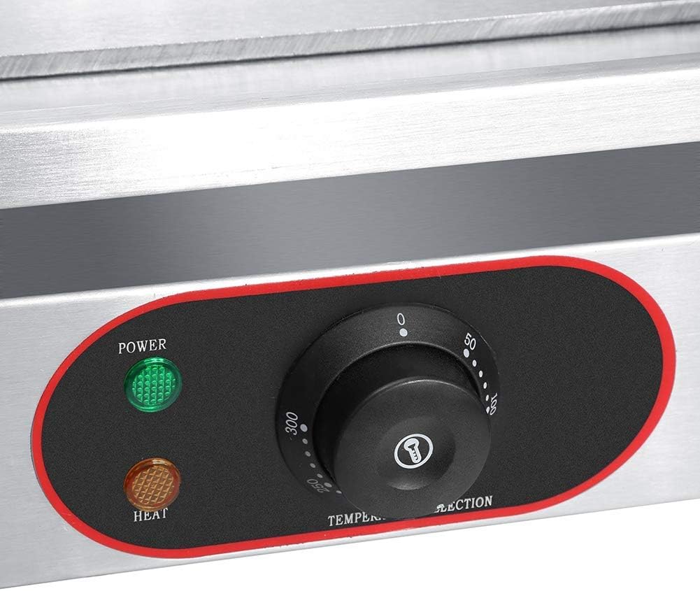 Electric Grill, Stainless Steel Commercial Counter Top Griddle Electric Hot Plate Kitchen Grill Indoor Barbecue Griddle, 55 x 45 x 23cm, 220~240V