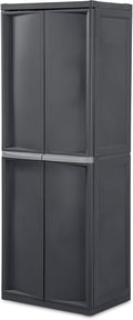 Sterilite 2-Pack 4 Shelf Cabinet, Lockable Utility Storage w/Adjustable Shelves, Gray - Plastic Shelving Unit for Organizing Garage, Pantry, Basement, Laundry Room or Mudroom
