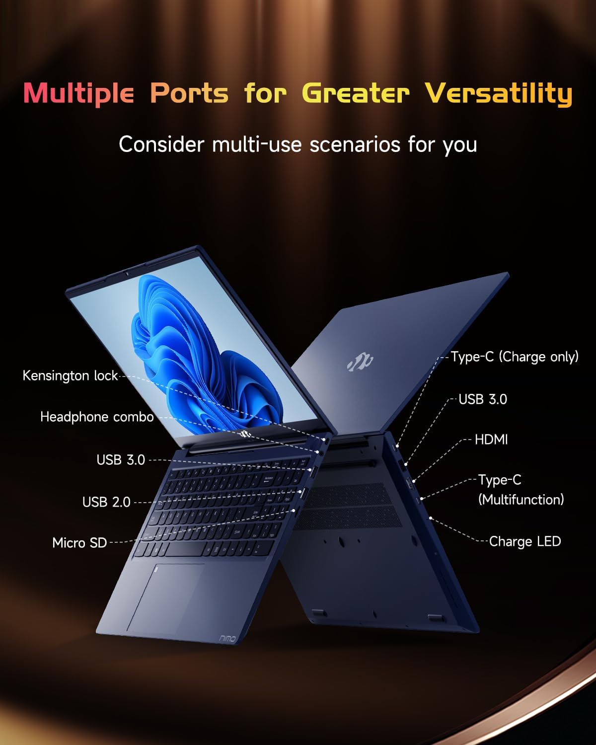 NIMO 15.6' IPS FHD-Laptop, Intel Pentium Quad Core N100 8GB RAM 256GB SSD (Beat i3-1115G4, Up to 3.4GHz) Computer with Backlit Keyboard Fingerprint Type-C WiFi 6 BT5.2, for Student and Home