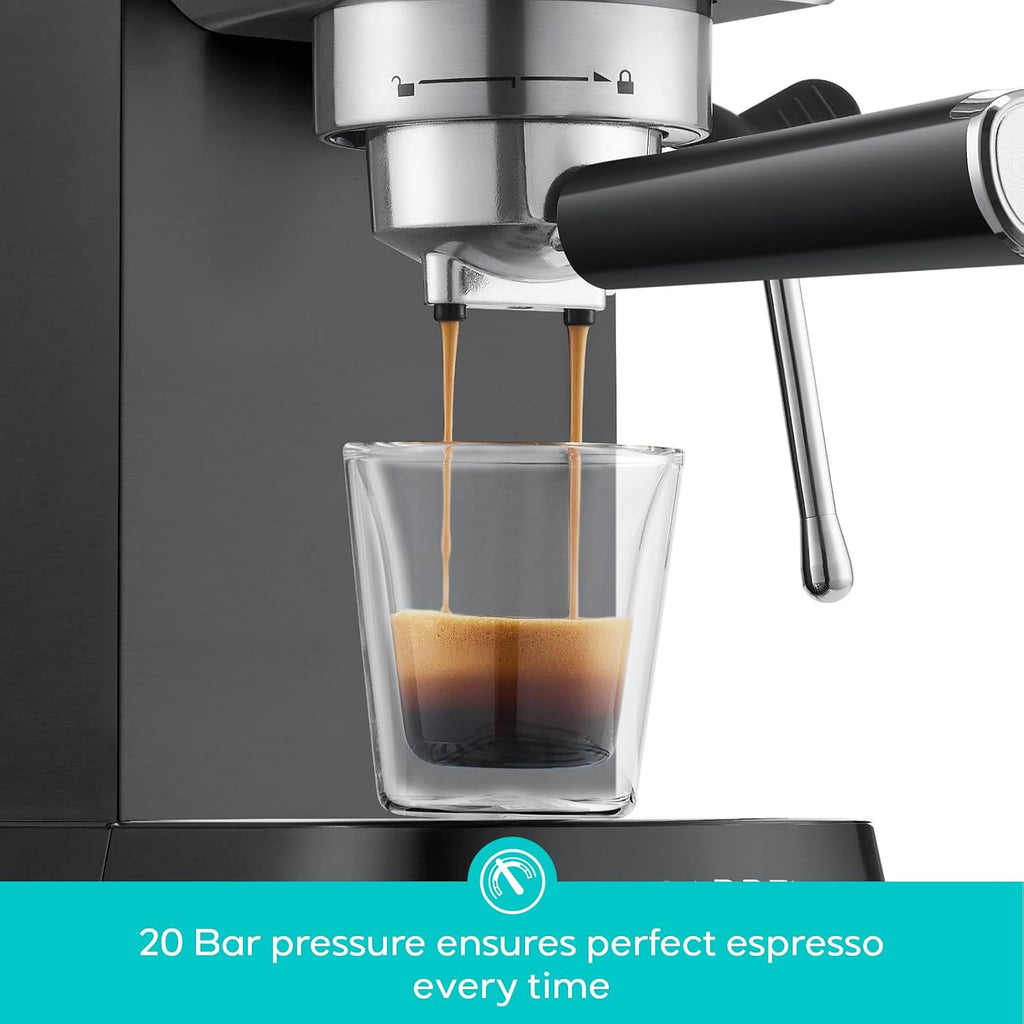 CASABREWS CM5418 Espresso Machine 20 Bar, Stainless Steel Espresso Maker with Milk Frother, Compact Cappuccino Machine for Home, Small Espresso Coffee Machine for Latte, Black