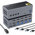 8K@60Hz DisplayPort KVM Switch Dual Monitor for 4 Computers | 4K@144Hz DP 1.4 w/DSC | USB 3.0 Hub & Hotkey Switching | 1.5m Remote Controller