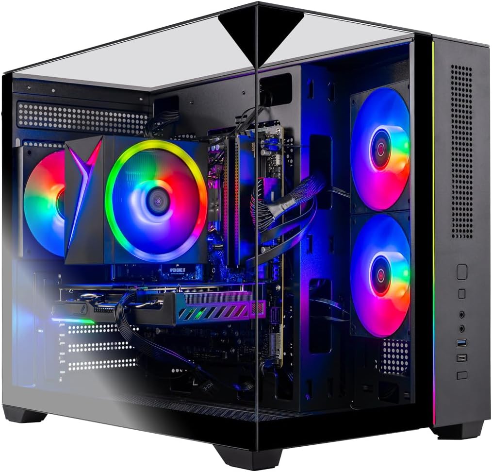 Skytech Gaming Crystal Gaming PC, AMD Ryzen 5 5500 3.6GHz, NVIDIA RTX 3050 6GB, 1TB NVMe SSD, 16GB DDR4 RAM 3200, 650W Gold PSU, Wi-Fi, Win 11, Gaming Desktop