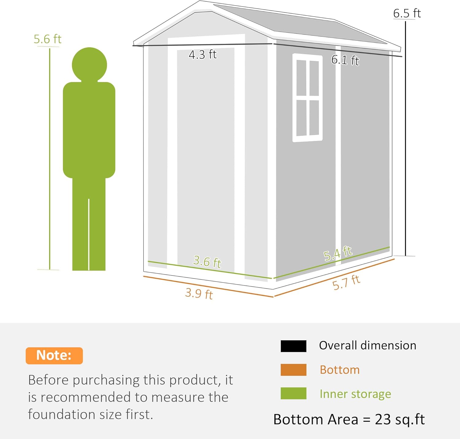 Outsunny 6' x 4' Outdoor Storage Shed, Waterproof Resin Plastic Shed with Floor, Window, Lockable Doors and Vents, All-Weather Garden Tool Shed for Backyard, Patio, Lawn, Gray