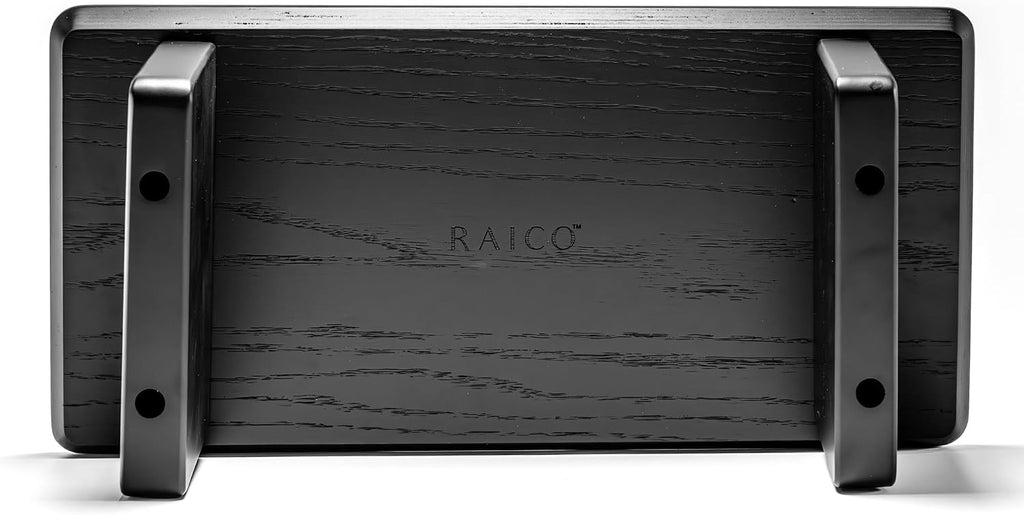 Raico Desk Shelf Setup Mini Monitor Stand, Compact Black Wood Organiser, Ergonomic Home Office Accessory (Black | 18.8 Inches)