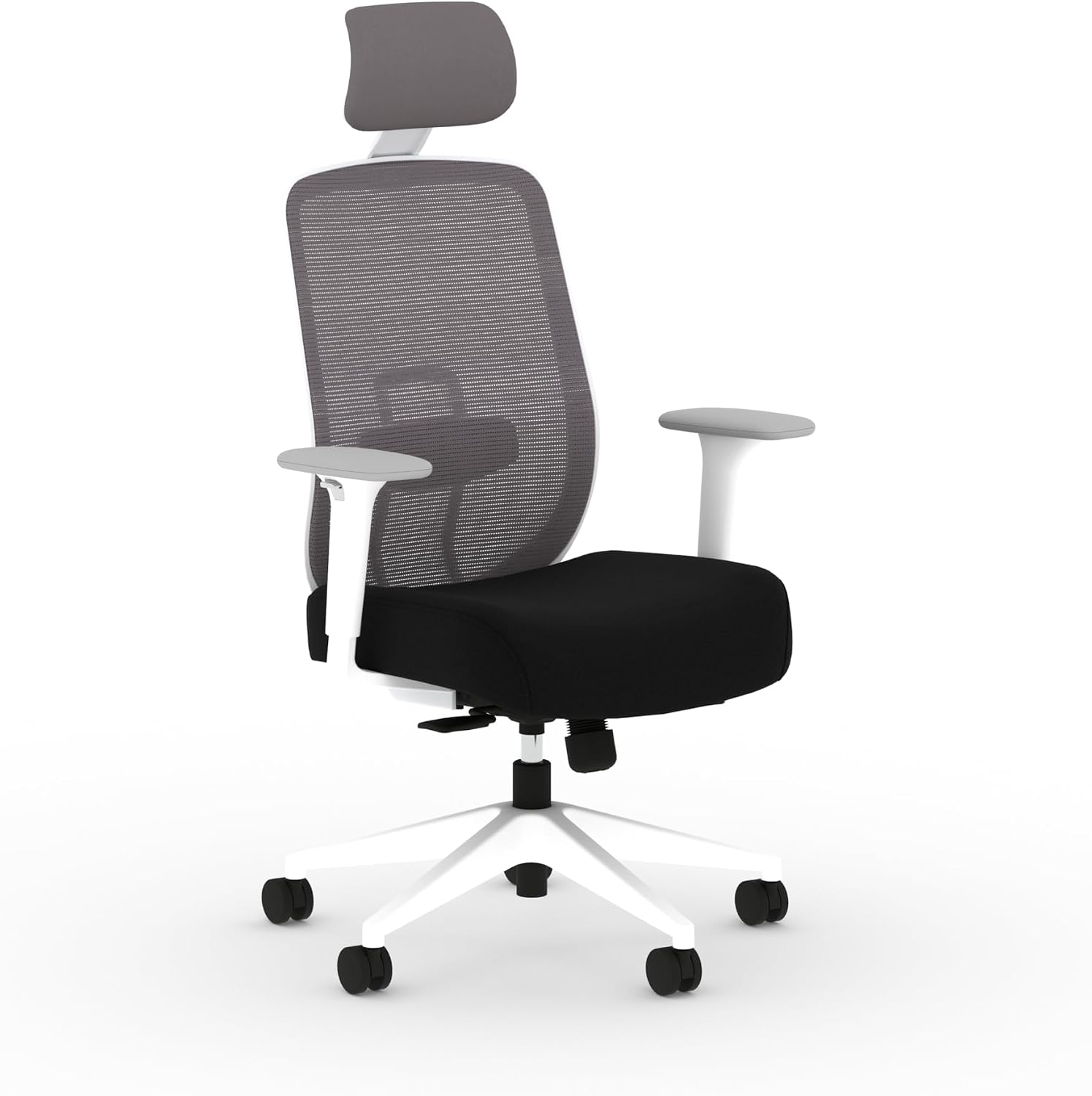 HON Altern Ergonomic Office Chair with Headrest, Mid‑Back Mesh Desk Chair, Adjustable Arms, Seat Slide, Synchro‑Tilt, Rolling Computer Seat for Home Office, White Frame, Black
