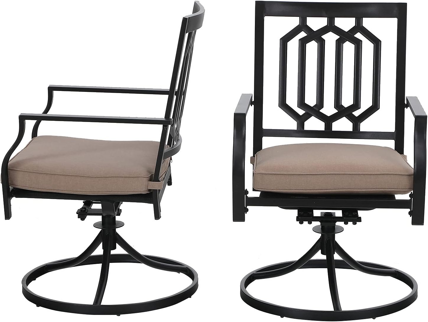Sophia & William Outdoor Metal Swivel Chairs Set of 2 Patio Dining Rocker Chair with Cushion Furniture Set for Garden Backyard Bistro, 300 lbs